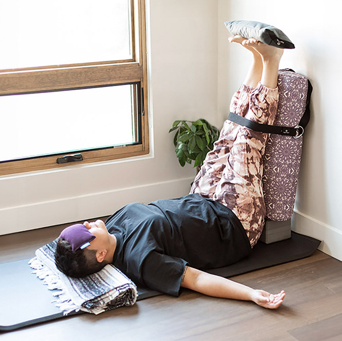 Legs Up the Wall with 10 lb. Yoga Sandbag - Gray