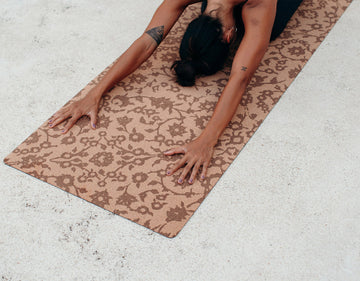 Cork Yoga Mat - Floral Batik Tonal